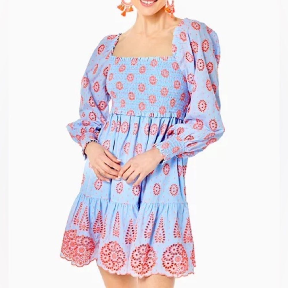 Lilly Pulitzer Rainna Smocked Eyelet Dress